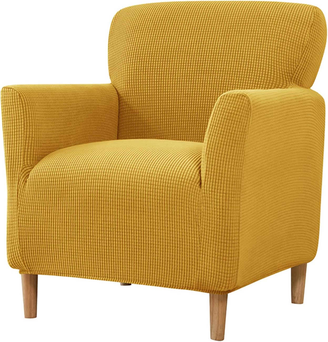 Stretch Tub Arm Chair Slipcover, Polar Fleece Armchair Cover, Removable Solid Elastic Single Sofa Slipcovers for Study Bar Counter Living Room (Yellow)