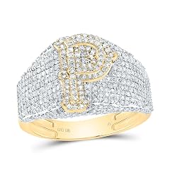 Jewels By Lux 10kt Yellow Gold Diamond Initial Mens Ring Men Size 8-12
