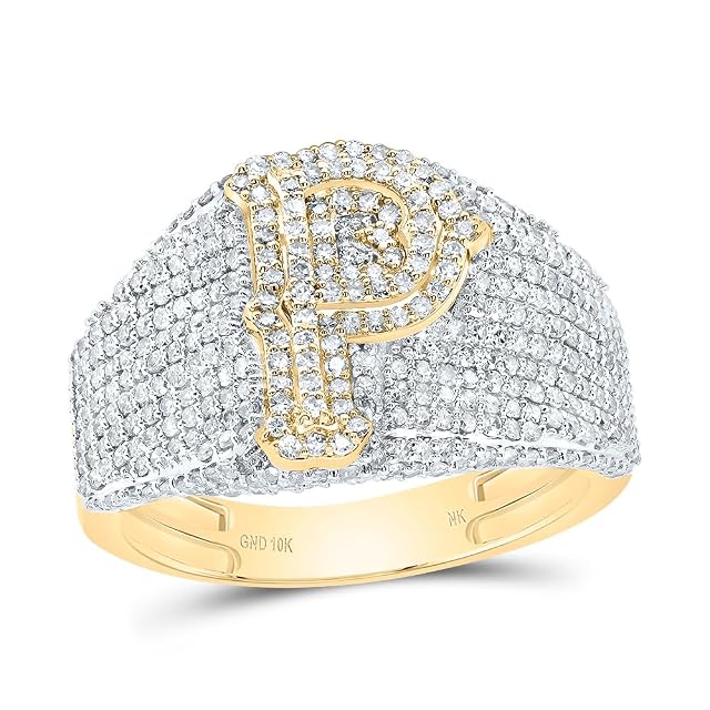 Jewels By Lux 10kt Yellow Gold Diamond Initial Mens Ring Men Size 8-12