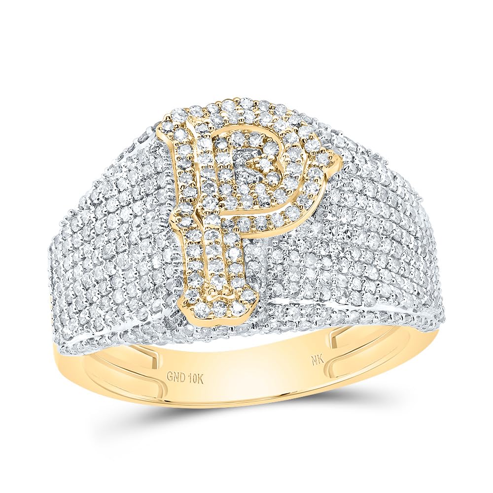 Jewels By Lux 10kt Yellow Gold Diamond Initial Mens Ring Men Size 8-12