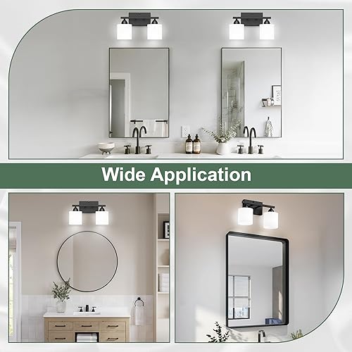 Miniatura 3 de Luces de baño negras sobre espejo, lámpara de tocador antioxidante para baño, lámpara de pared moderna de 2 luces para sala de estar, base E26
