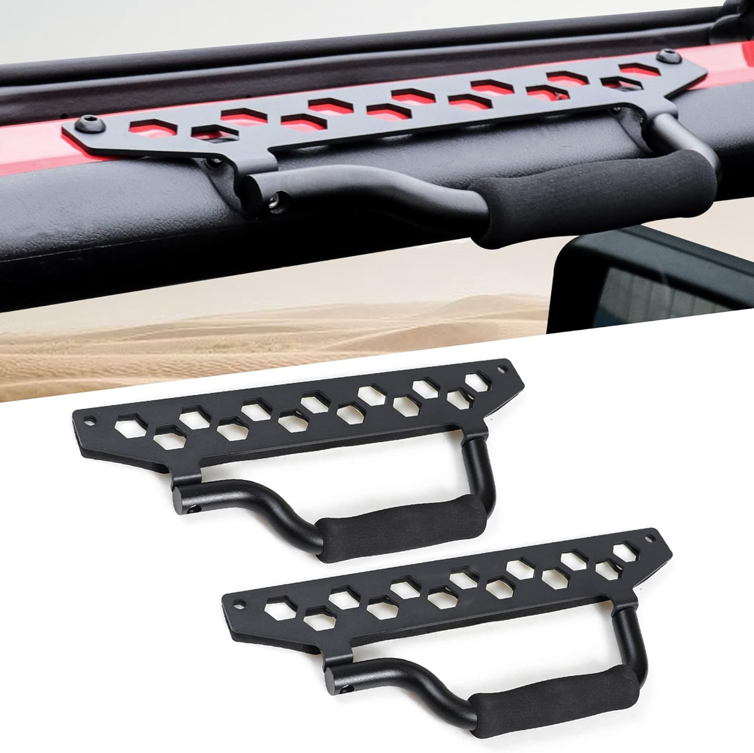 BESTAOO Roll Bar Grab Handles Aluminum Alloy Front Grip Handle for Jeep Wrangler 2018-2024 2025 JL JLU Rubicon Sahara Sport & 2020-2024 Gladiator JT Front Seat, 2 Pack(Front)