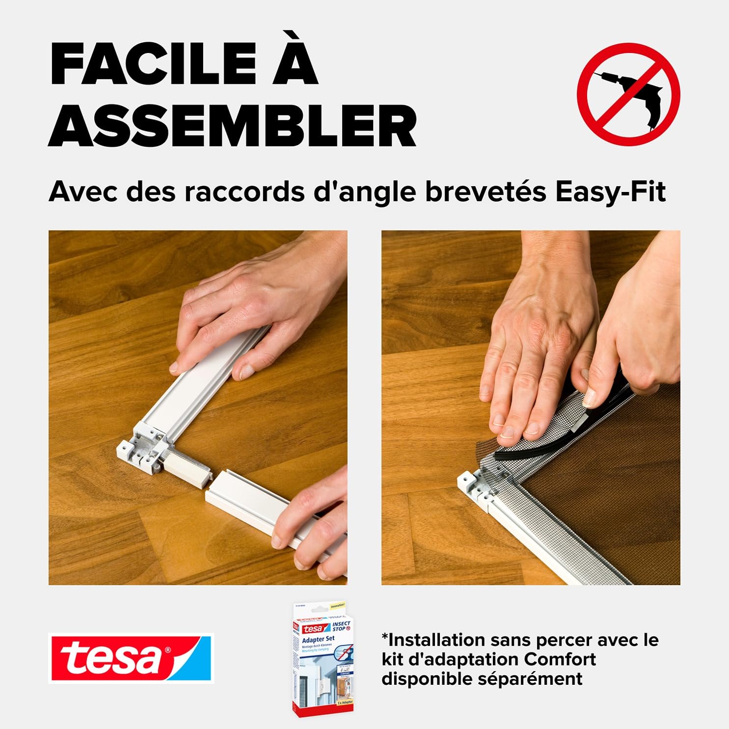 tesa INSECT STOP Moustiquaire Porte, Cadre en Alu - 100 x 220 cm - Blanc