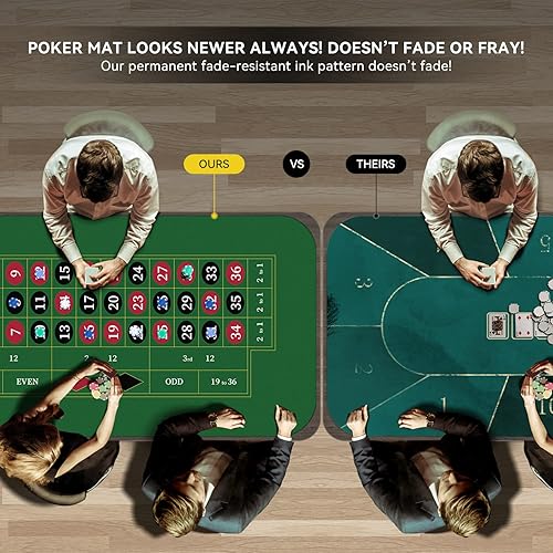 Miniatura 6 de YUZPKRSI Tapete de casino de ruleta de 70 x 35 pulgadas, tapete de póquer enrollable para mesa con bolsa de transporte, diseño de tapete de mesa de