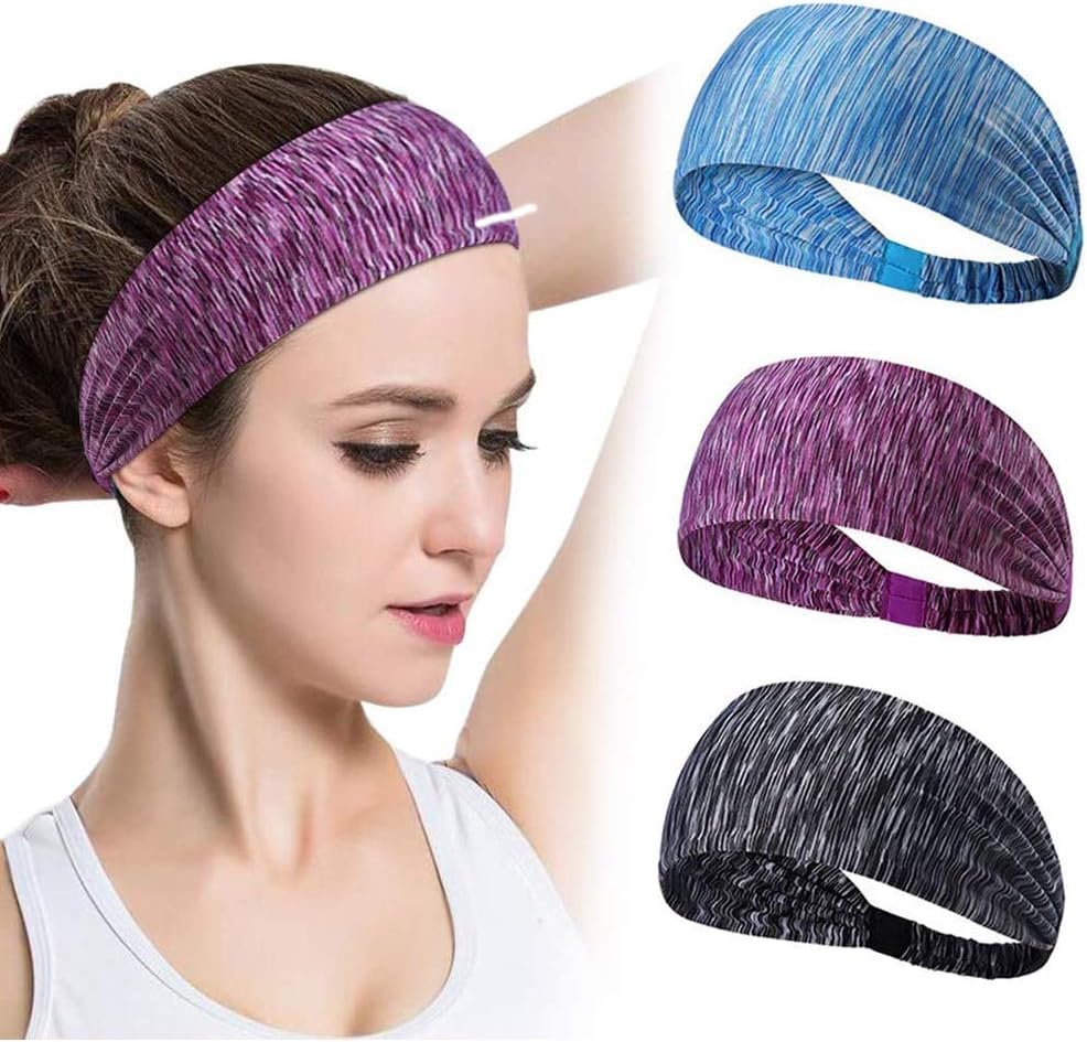 Sports Headband for Women, Running Yoga Workout Headband Elastic Cotton Fabric Lightweight Non-slip Wicking Sweatband