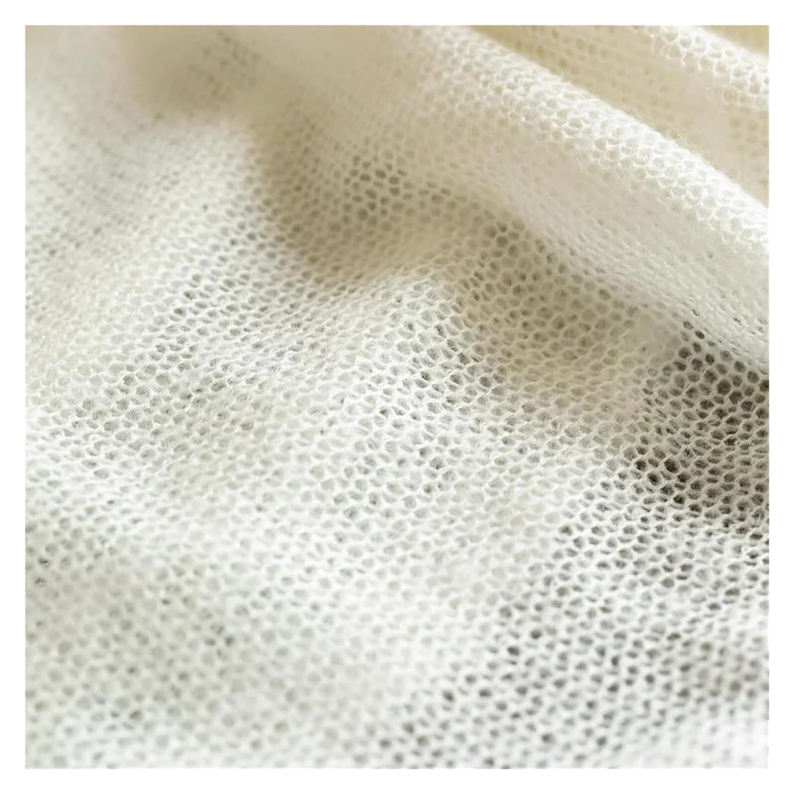 Tela De Malla De Costura De Punto Acrílico De Lana, Color Beige