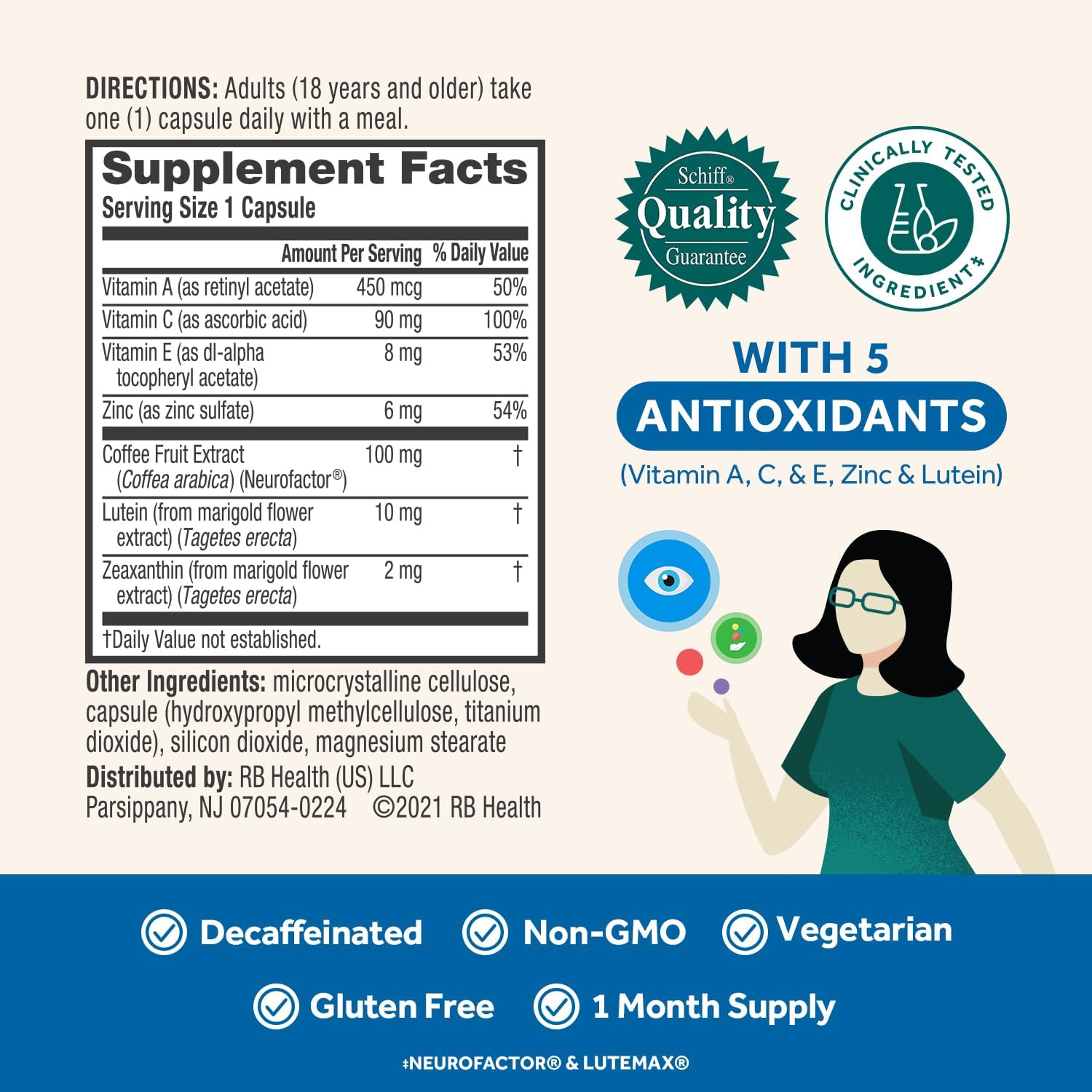 NEURIVA Brain + Eye Supplement for Memory, Focus & Concentration with Lutein & Vitamins A C E and Zinc for Eye Health & Zeaxanthin to Filter Blue Light, 30ct Capsules (2 Pack)