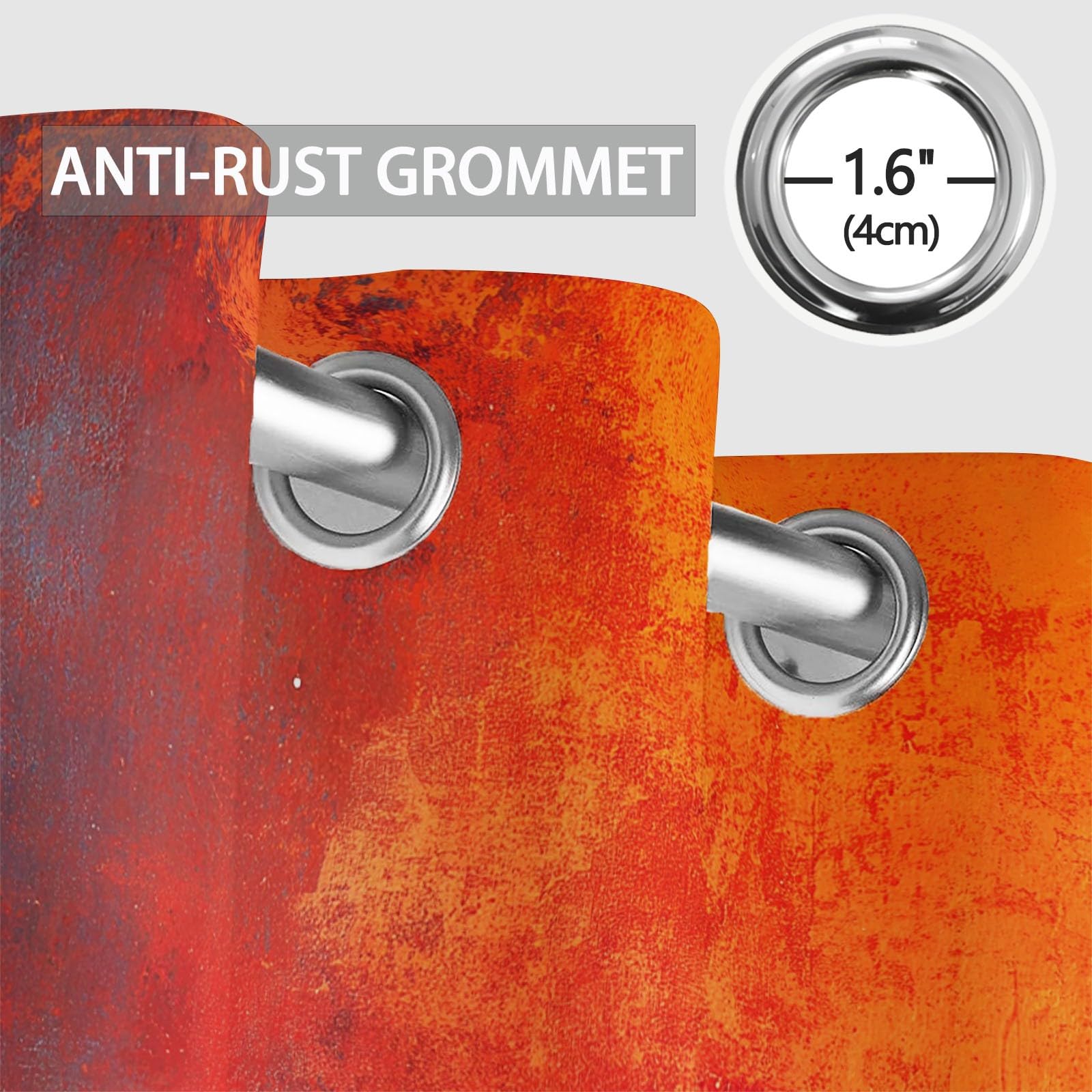 Rideaux Isolants 110L X 215H cm (2 Panneaux), Design Texture Rouille Vintage Tenture Opaque Anti-Chaleur pour Chambre Principale, Bleu Rouge