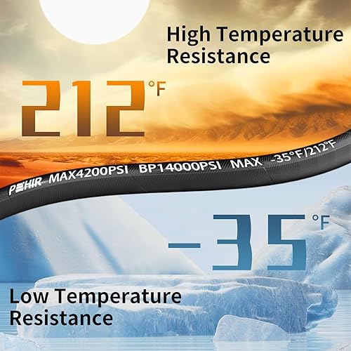 Miniatura 5 de POHIR Manguera de lavado a presión de 38 pulgadas, 50 pies con conexión rápida 4200 PSI, manguera de lavadora eléctrica para agua caliente y fría,