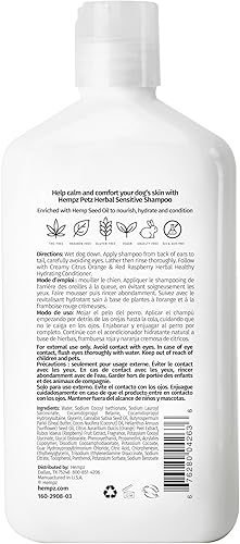 Miniatura 12 de Hempz Petz Champú para perros, limpiador desodorizante cremoso de hierbas cítricas naranja y frambuesa roja, 17 onzas