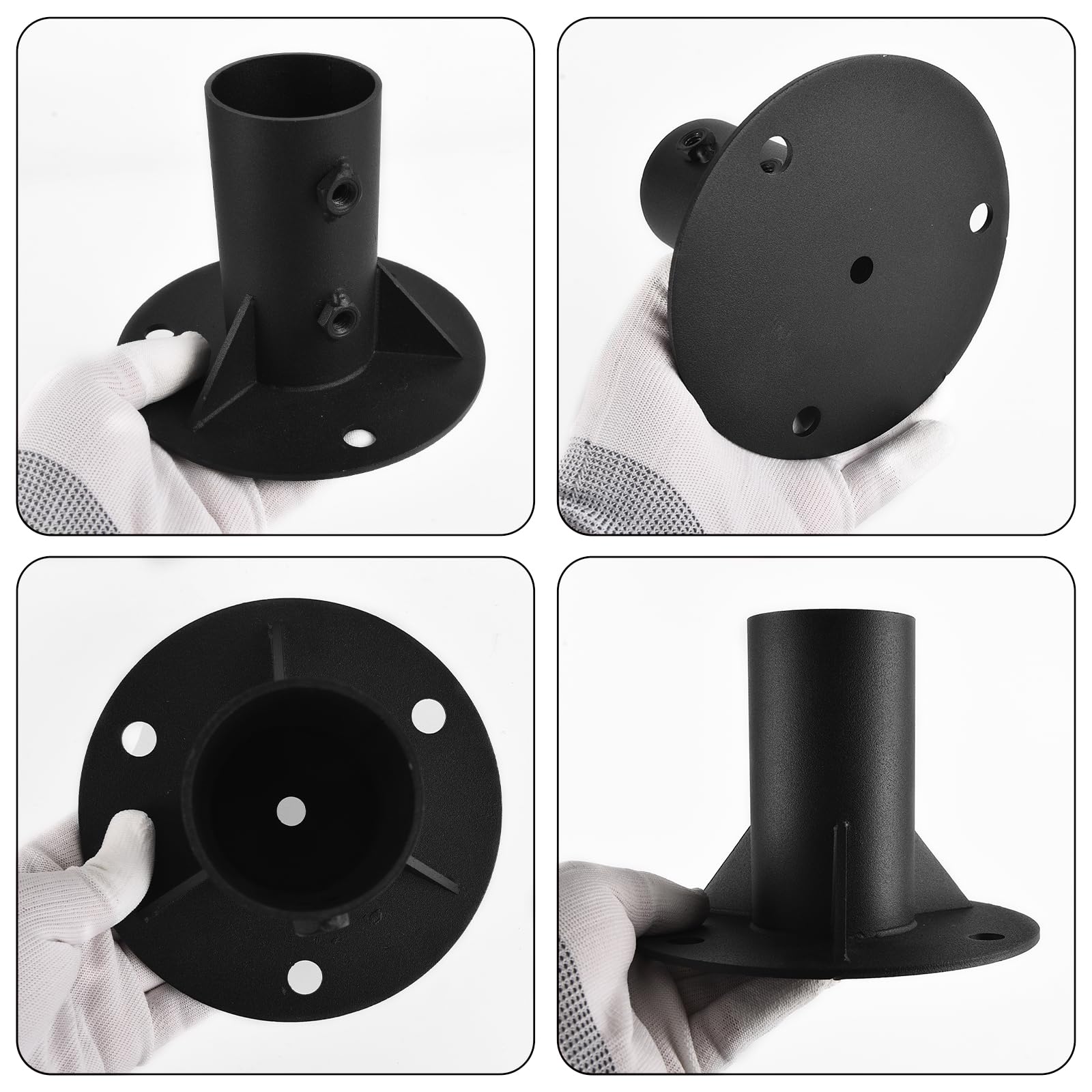 2 Bases de Montaje de 52 mm para Bandera de Valla Resistente, Anclaje de Fijación de Escalera de Piscina, Brida de Piso de Barandilla de Metal