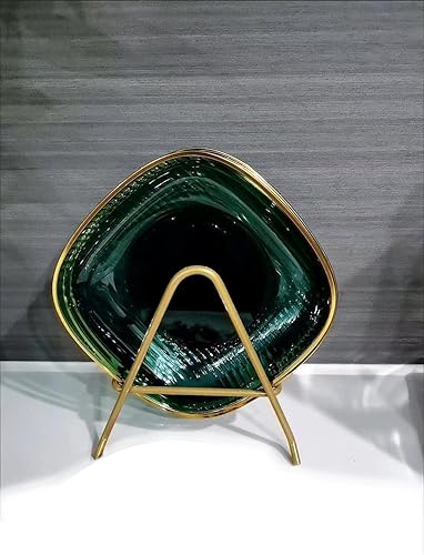 Miniatura 4 de Minchsrin Plato de plástico pequeño para caramelos frutos secos plato para servir aperitivos esquinas redondeadas color verde 8 juegos y 1 soporte