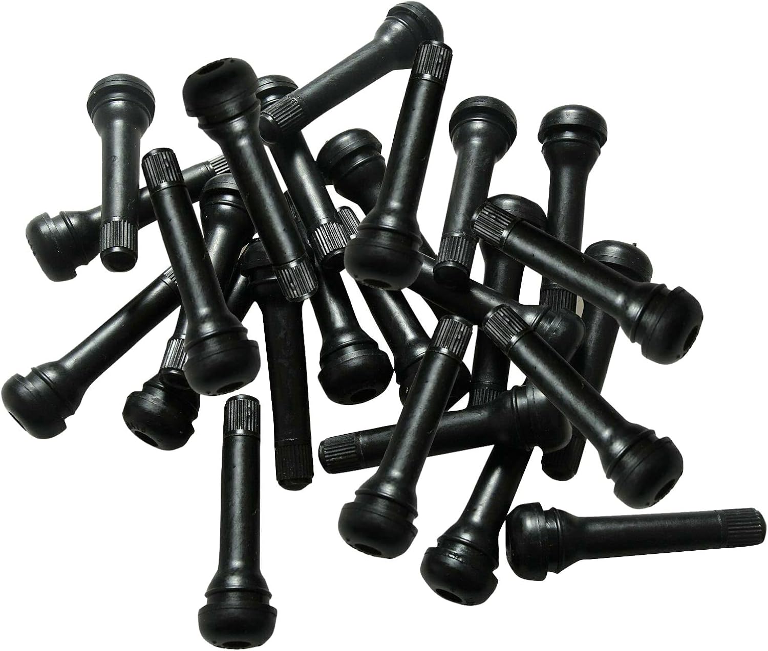 TR418 Tire Valve Stem Rubber Snap-in Black Tubeless Valve Stems Suit for 0.453 Inch Rim Holes on Standard Vehicle Tires 100pcs