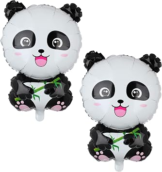 2 Pcs Panda Large Mylar Foil Balloons Jungle Safari Theme Birthday Decor | 2 Pcs Panda Large Mylar Foil Balloons Jungle Safari Theme Birthday Decor