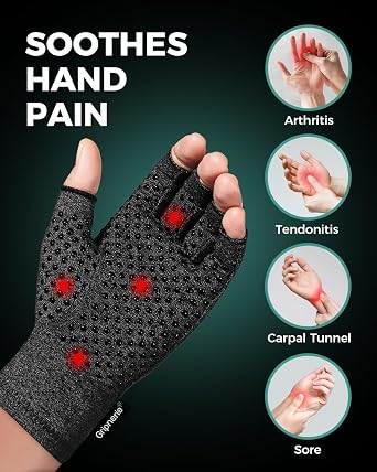 Fingerless Arthritis Compression Gloves, 2 Pairs