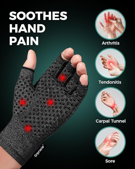 Fingerless Arthritis Compression Gloves, 2 Pairs