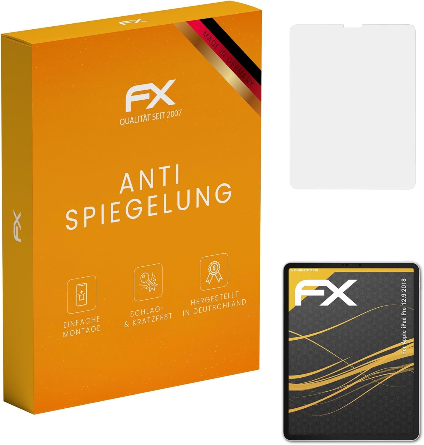 atFoliX Screen Protector compatible with Apple iPad Pro 12.9 2018 Screen Protection Film, anti-reflective and shock-absorbing FX Protector Film (2X)