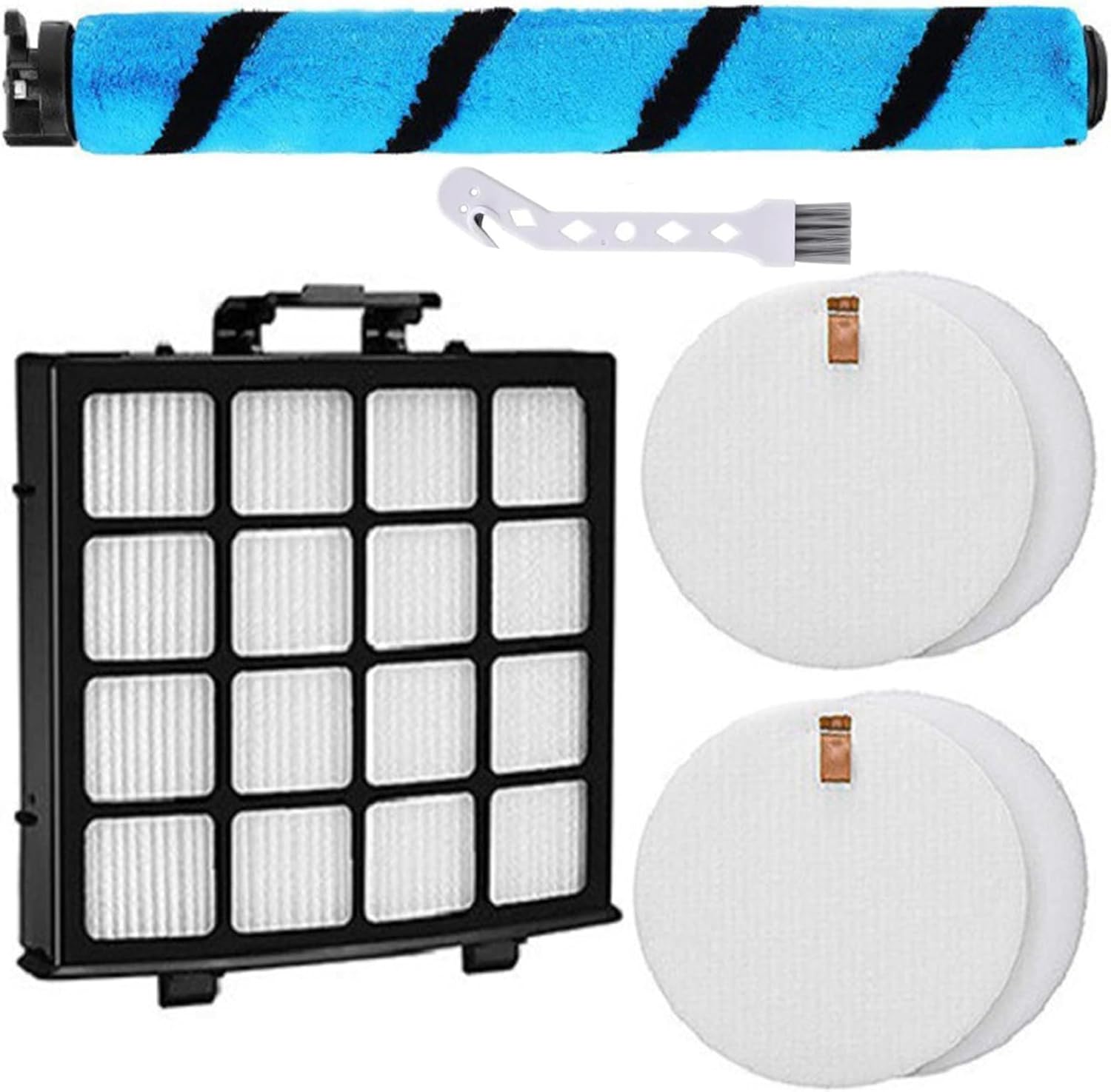 Filter Replacement Set for Shark Vertex DuoClean PowerFin Upright Vacuum AZ2000 AZ2002 AZ2000W Accessories,1 Roller Brush,1Filters,2 Filter Cotton & 1 Cleaning Brush (Style B)