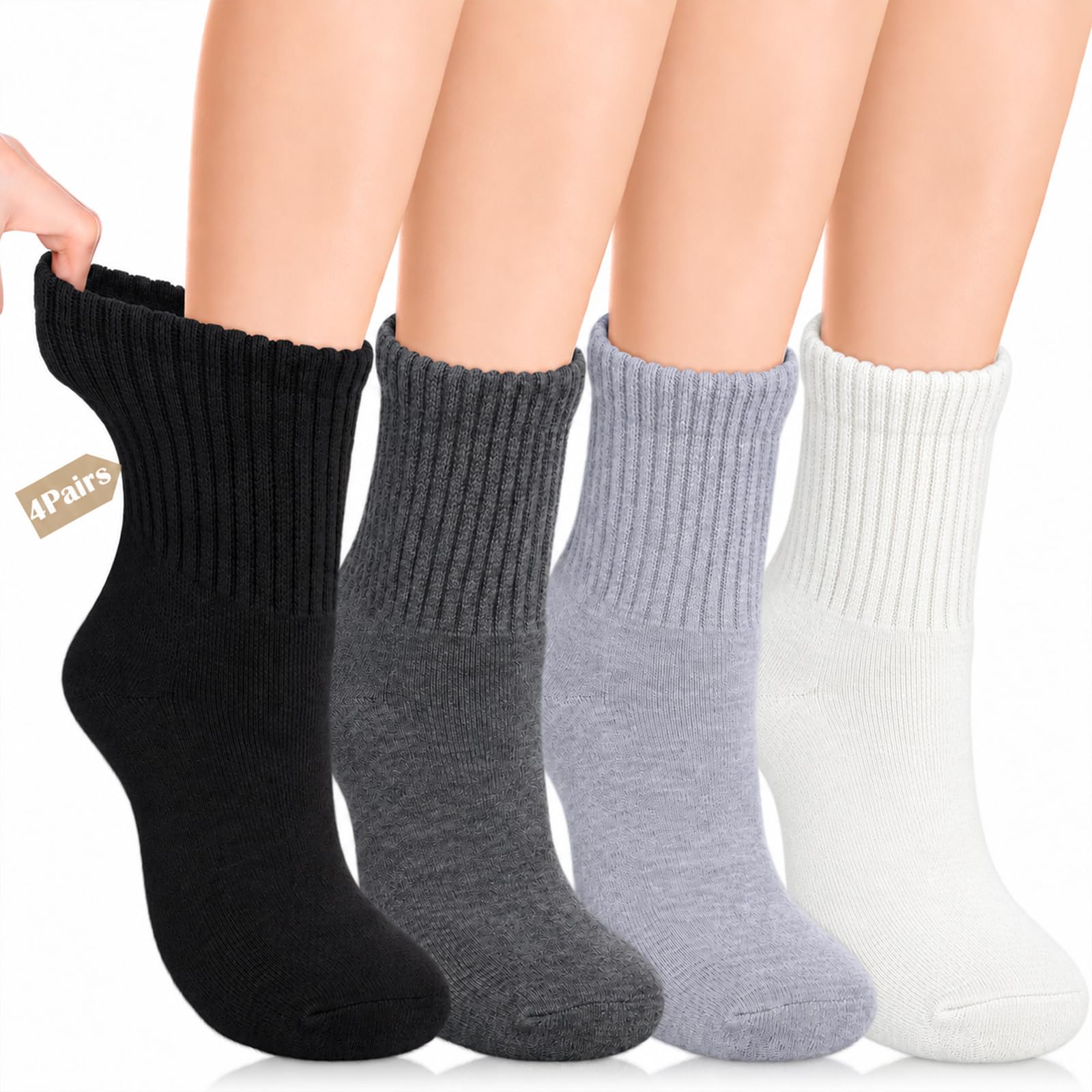 Cutecrop 4 Pairs Alpaca Wool Diabetic Sock