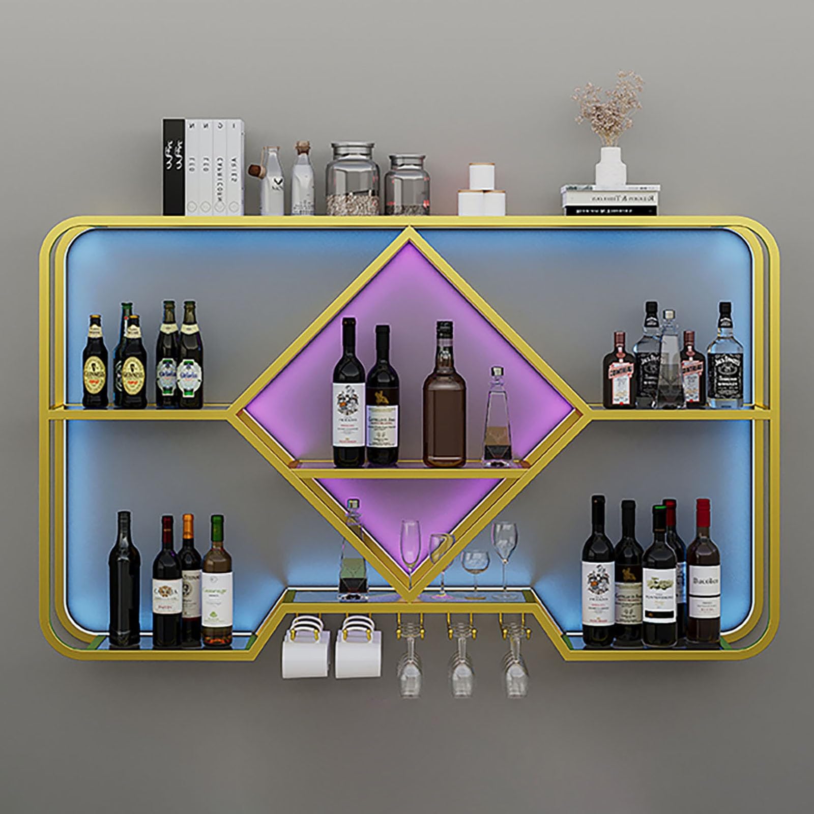 Étagère à liqueur en métal à LED pour une présentation luxueuse de vos bouteilles