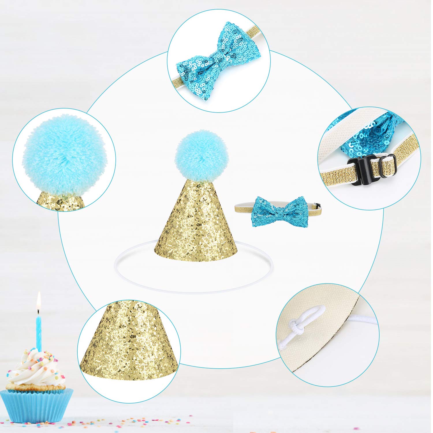 Cappello E Papillon Per Cani 2 Pezzi - Set Festivo Per Animali Domestici