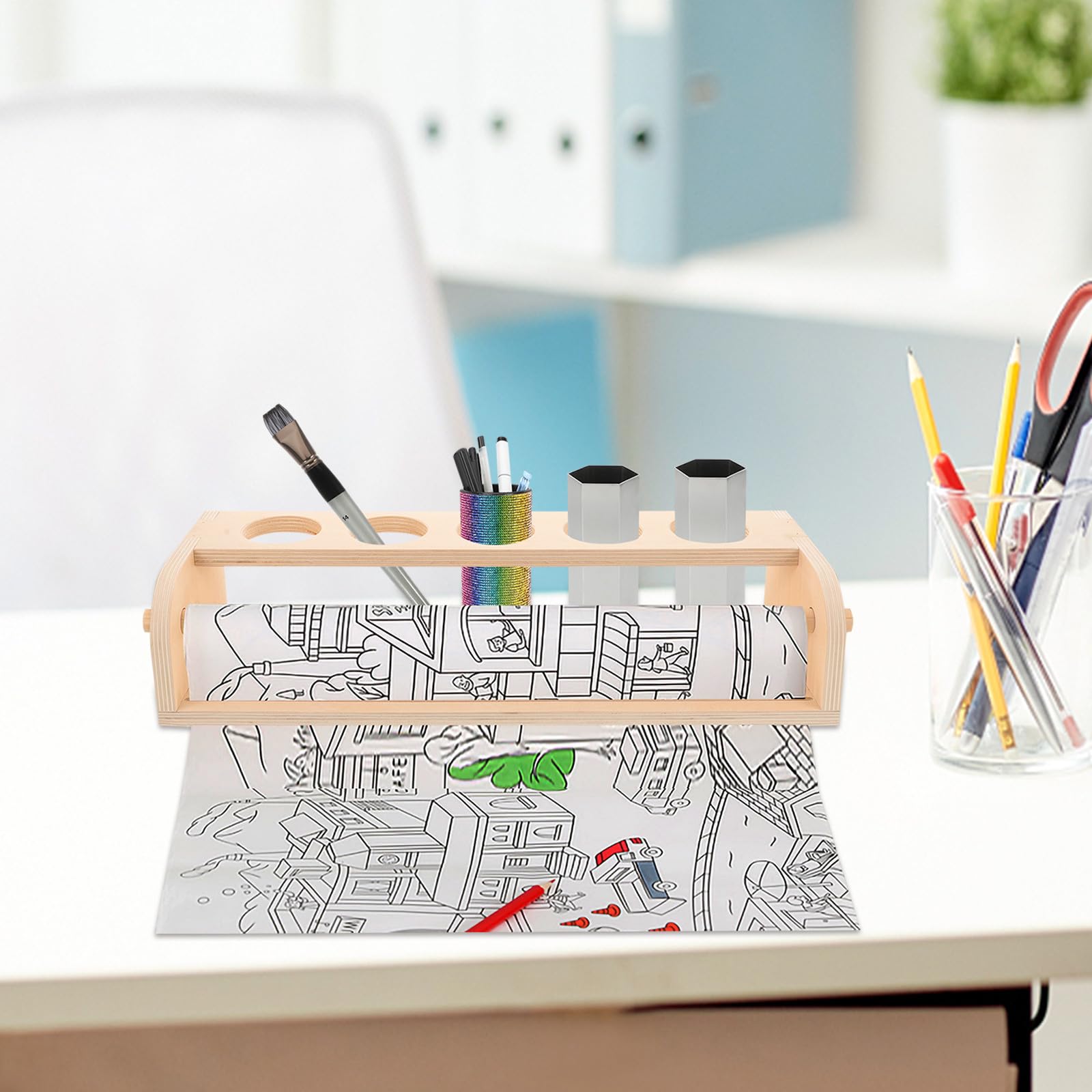 Holz Staffelei für Schriftrollen Kinder Tischständer für Rollbilder Malzubehör Kreativset Spielzimmer Kunstdisplay