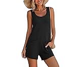 Jouica Womens Rompers Summer Casual Loose Sleeveless Overalls Shorts Jumpsuit 2026 Beach Vacation Outfits