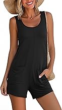 Jouica Womens Rompers Summer Casual Loose Sleeveless Overalls Shorts Jumpsuit 2026 Beach Vacation Outfits
