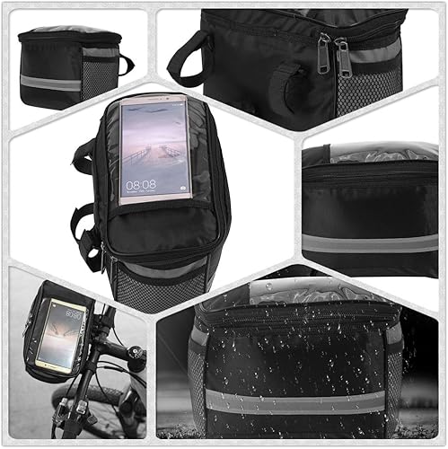 Miniatura 5 de Impermeable Bicicleta Ciclismo Bicicleta Frente Manillar Bolsa Cesta Marco Frente Teléfono Bolsa MTB Bicicleta Manillar Bolsa Transparente PVC Bolsa