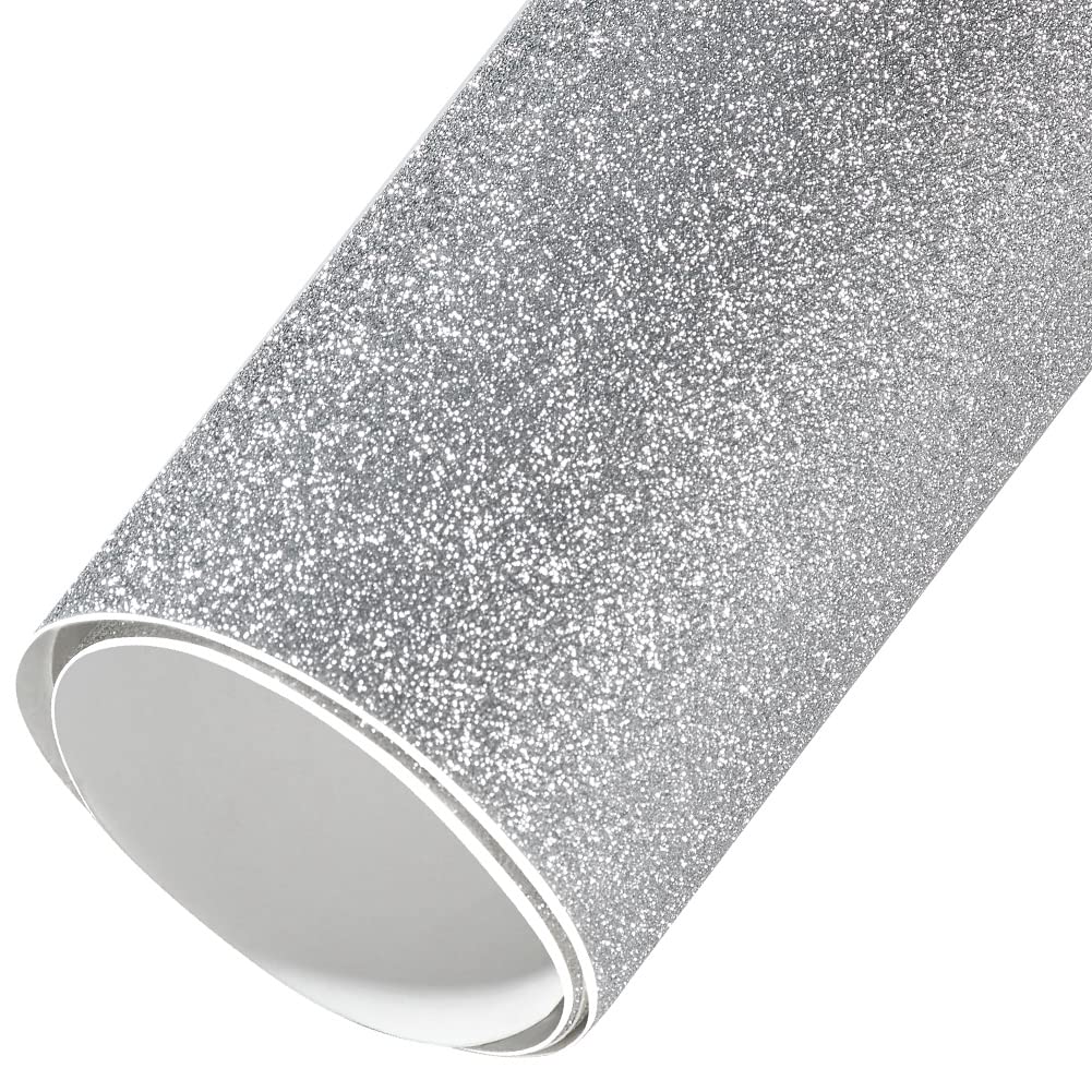 Blueshyhall Pellicola per auto in argento glitterato, per interni ed esterni, impermeabile, con canali d'aria (30 x 200 cm)