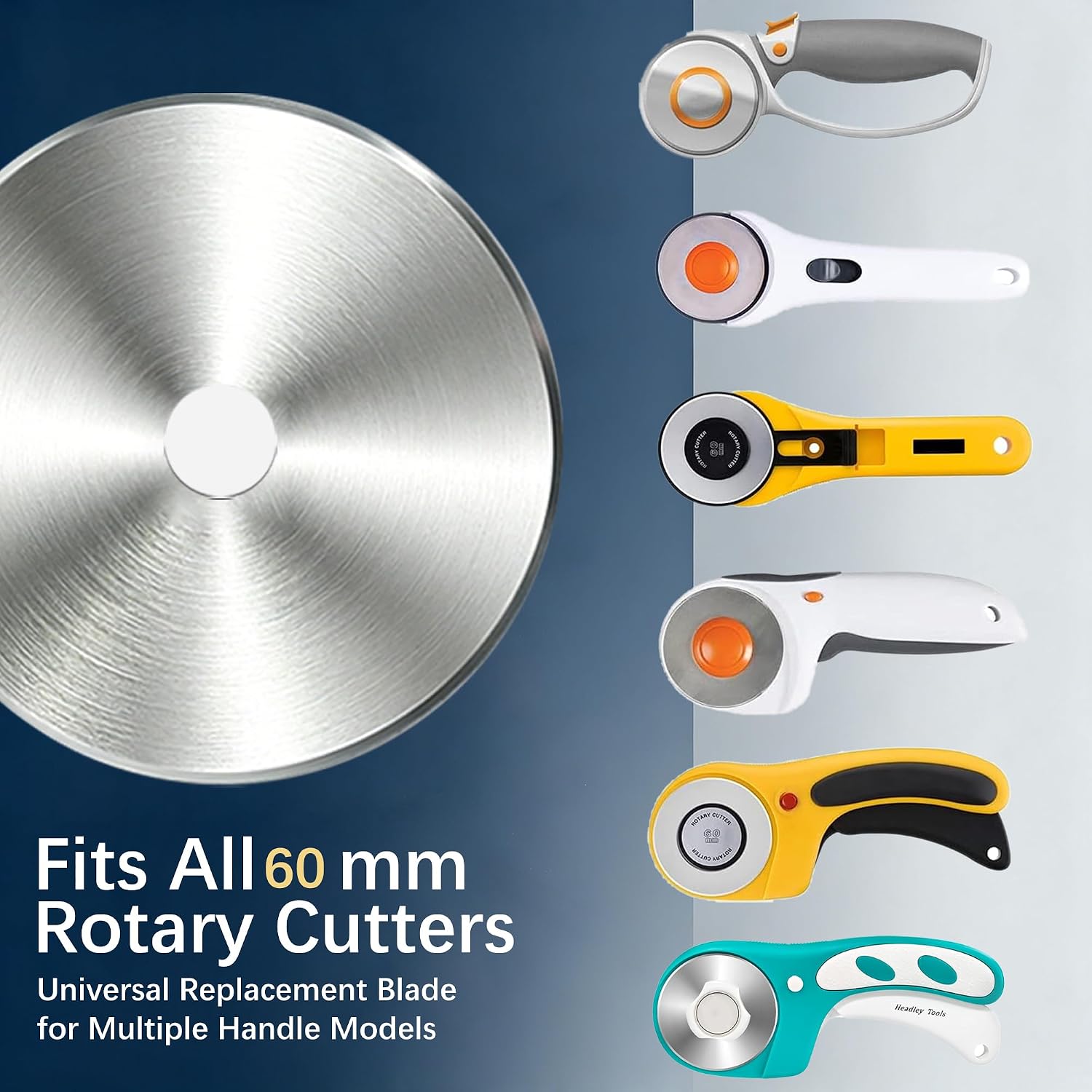 ProMan Tools 60mm Rotary Cutter Blades 10 Pack, Replacement Blades for Fabric, SKS-7 Steel Blade, for Paper Arts Scrapbooking Sewing Crafts DIY, Sharp and Durable