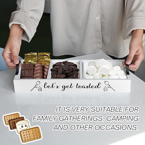 Miniatura 7 de S'Mores - Caja de bar S'Mores Station con asas, soporte de barra S'mores Farmhouse con 3 bandejas, organizador de accesorios Smores, caja de