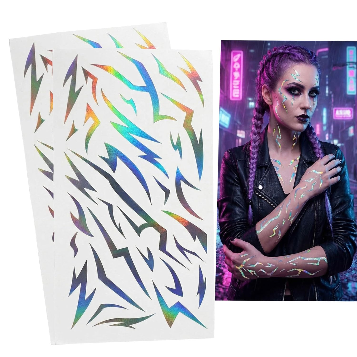 60 Style Demon Mark Temporary Tattoos - Dark Concept Makeup