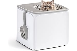 IRIS USA Premium Square Top Entry Cat Litter Box, Privacy and Odor Control