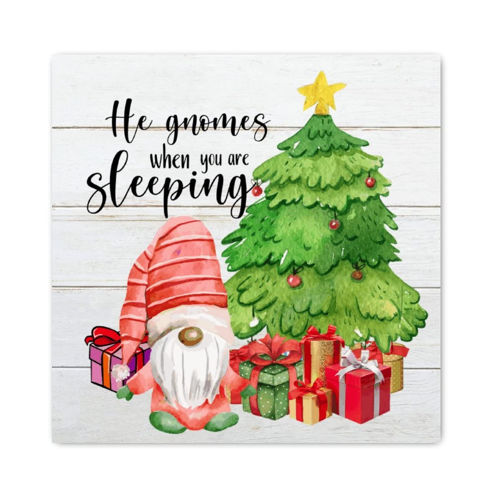 Panneau mural en bois He Gnomes décor de Noël pour entrée chaleureuse