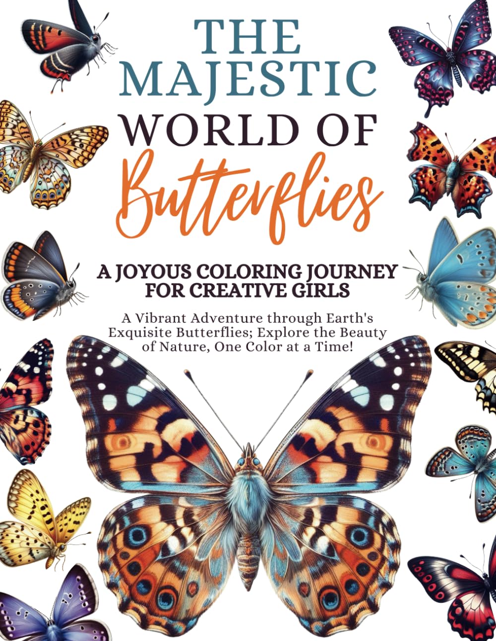The Majestic World of Butterflies, A Joyous Colouring Journey for Creative Girls: A Vibrant Adventure through Earth's Exquisite Butterflies; Explore ... at a Time (Realistic images coloring books)
