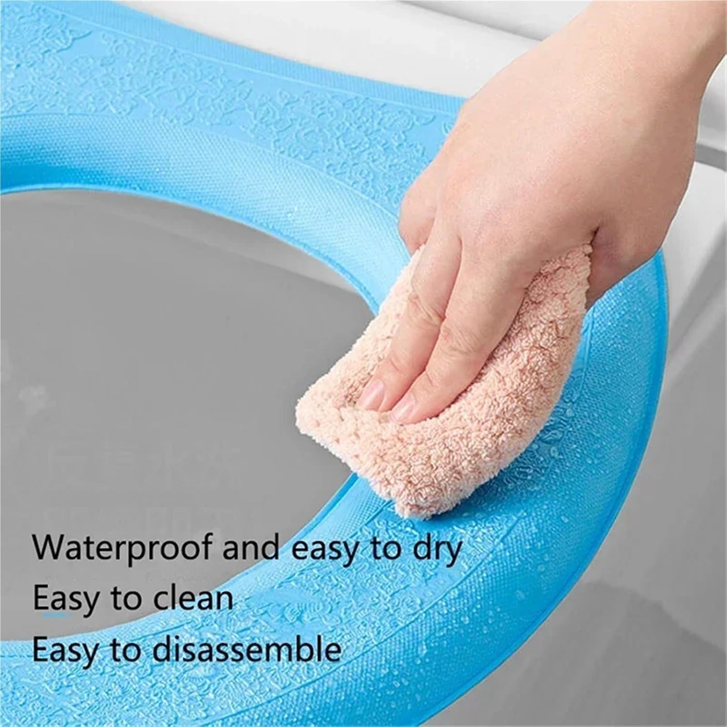 Flexible 3pcs O-Shape Toilet Seat Cover Washable Closestool Mat Accessories(Blue)