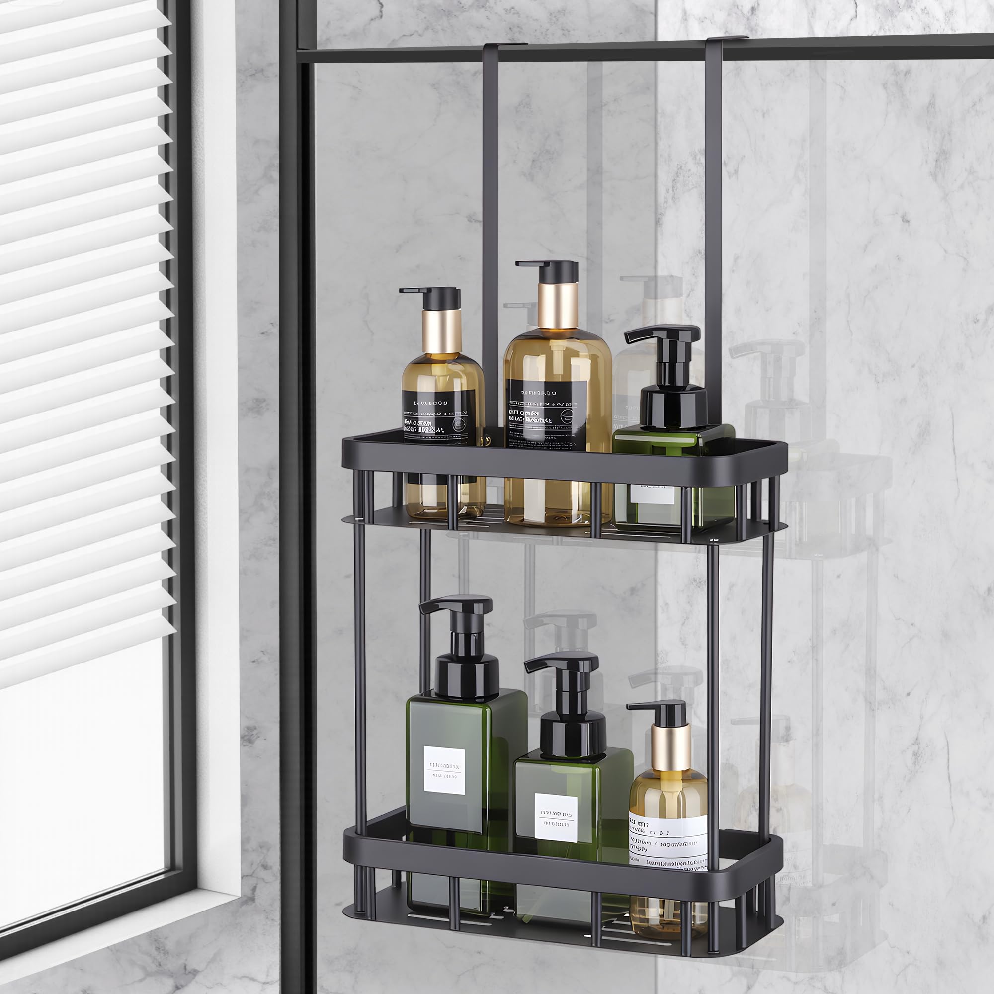 Organisateur de douche noir de haute qualité avec paniers robustes sans perçage