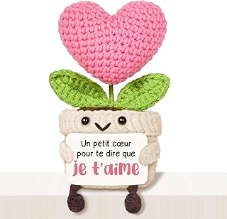 Giftasy Cadeau Saint Valentin pour Couple, Cadeau Amoureux Femme Homme - Je T’Aime Tricotée en Cœur, Cadeau Amour, Cadeaux Anniversaire Saint Valentin pour Petit Ami Copines Elle Lui Surprise Amour