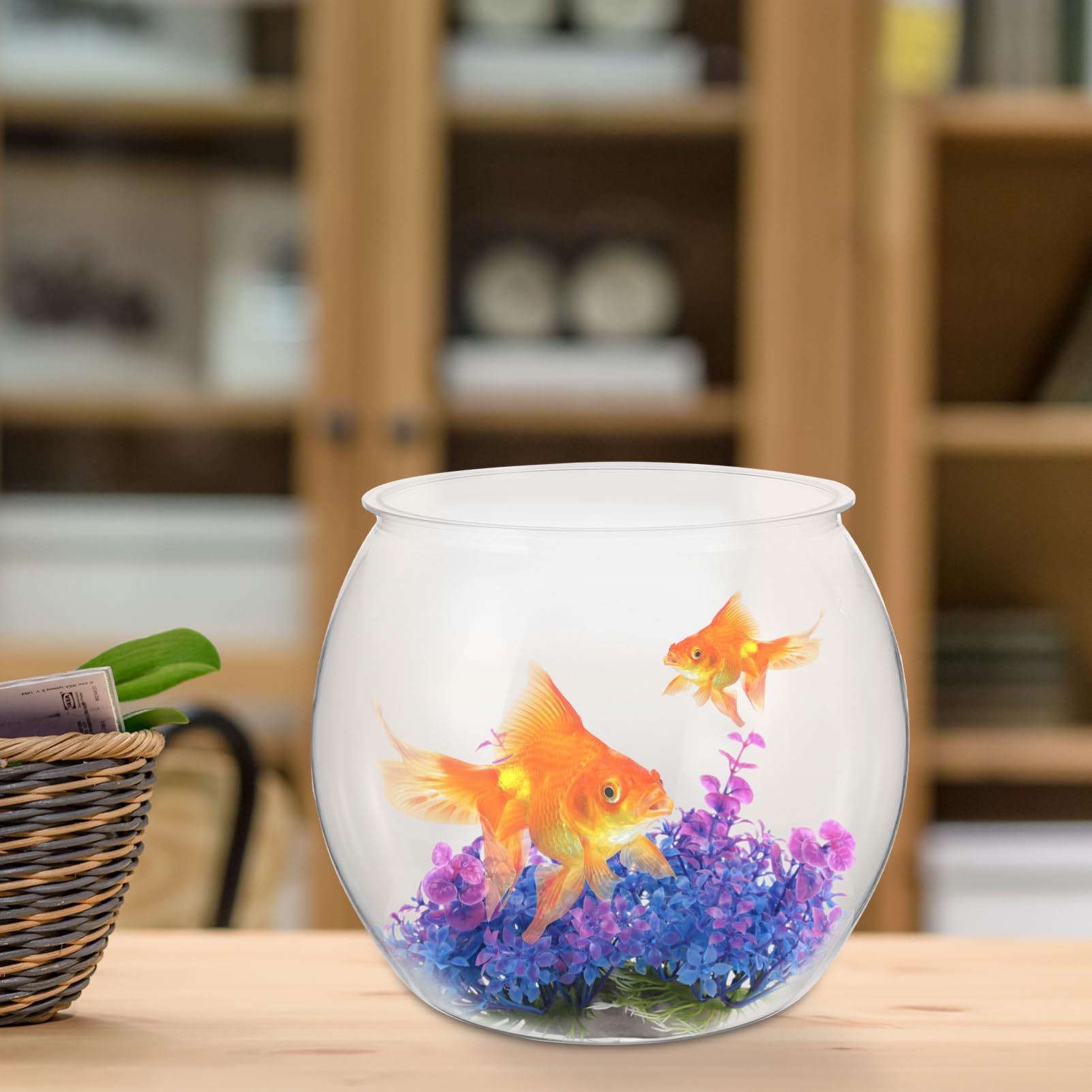 TOYANDONA Transparentes Fischglas aus Kunststoff Dekorativer Aquarienbehälter für Goldfische und Kleine Tiere Tischdeko für Wohnzimmer und Büro Hochwertiges Langlebiges Design für Pflanzen