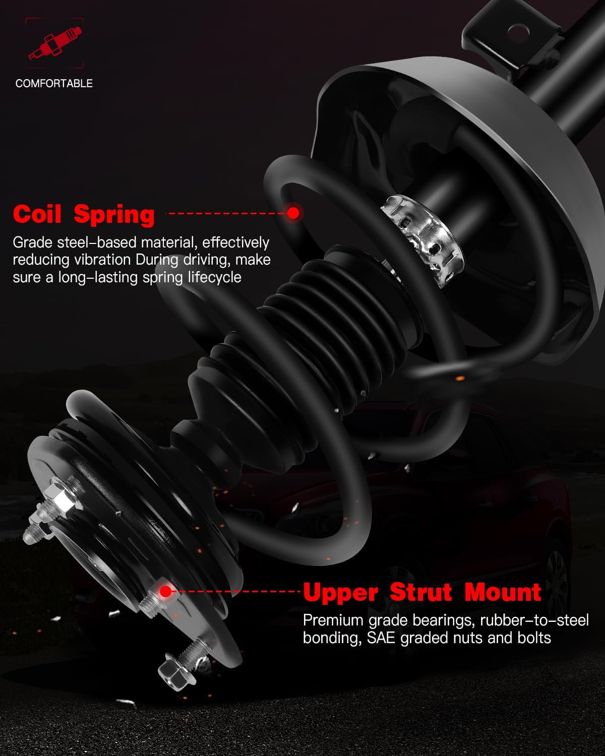 Front Complete Struts & Coil Spring Assembly Compatible With for H-onda for Accord 2013-2017, 2PCS Shocks & Struts Replace 172971/11217