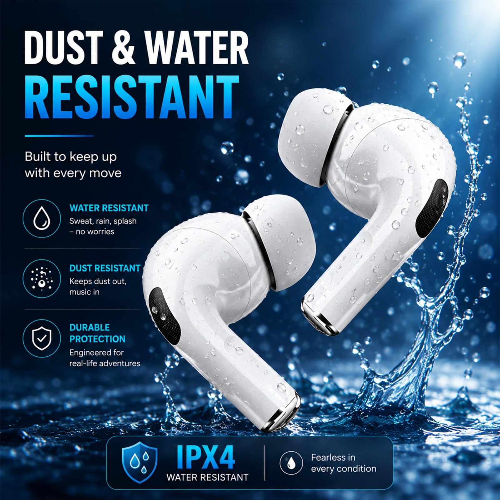 Kratos TW02 Ear Buds Wireless with 60H Playtime, Noise Isolation & Clear Calls, Bluetooth Earbuds with Voice Assistant, Ear Buds with Bluetooth V 5.3 & with Type C Fast Charging, IPX5 TWS Earphones — Amazon image 3