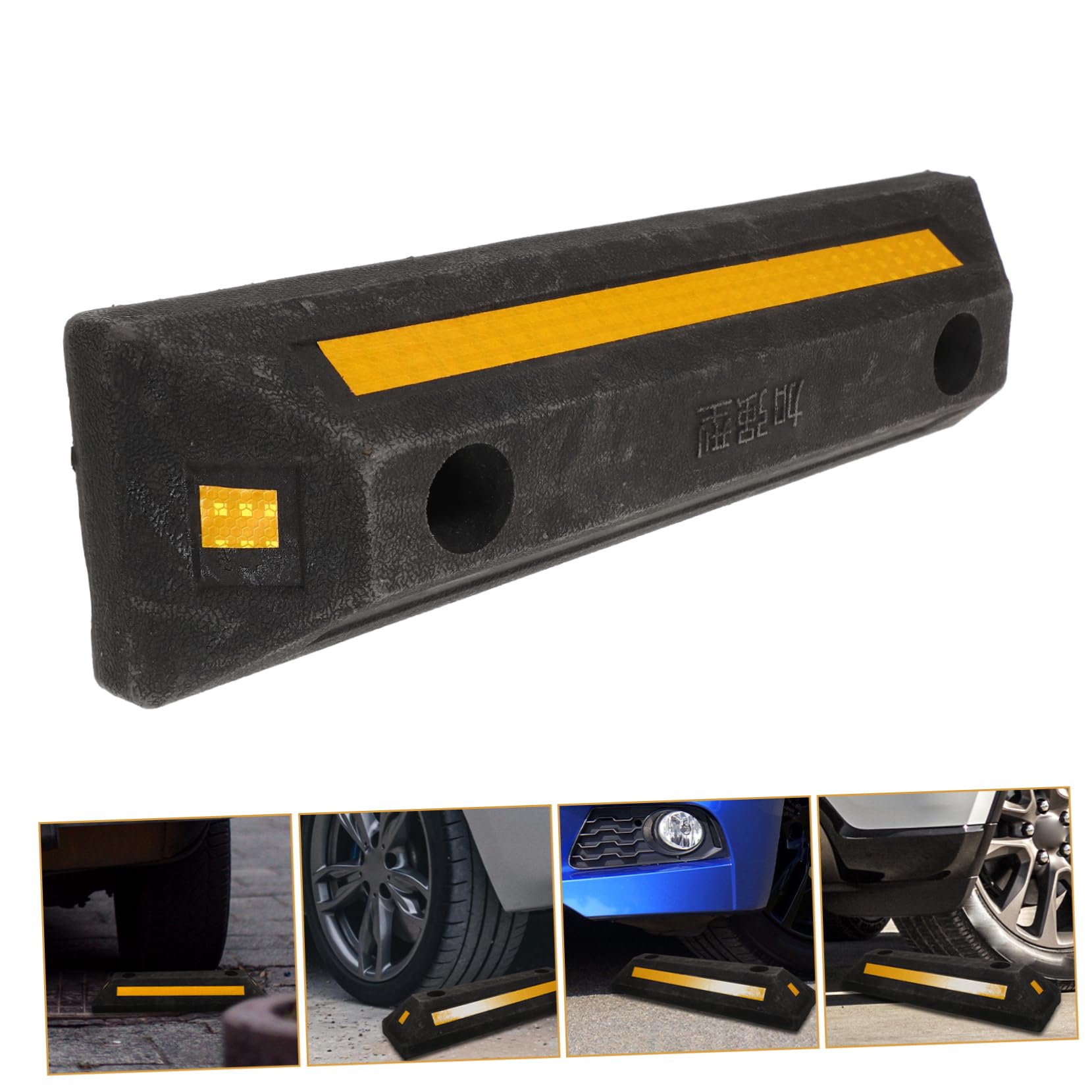 Cabilock Tope de Rueda de Goma Calzo para Coche para Garaje Resistente y Antideslizante Que Previene Retroceso, Adecuado para Estacionamiento Seguro y Duradero