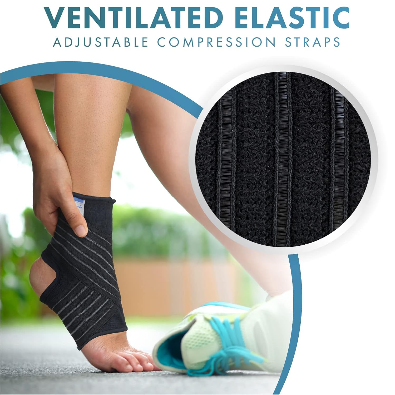 Actesso Ankle Support Strap - Sleeve for Weak Ankles, Sprains and Sports Injury (Black, L)