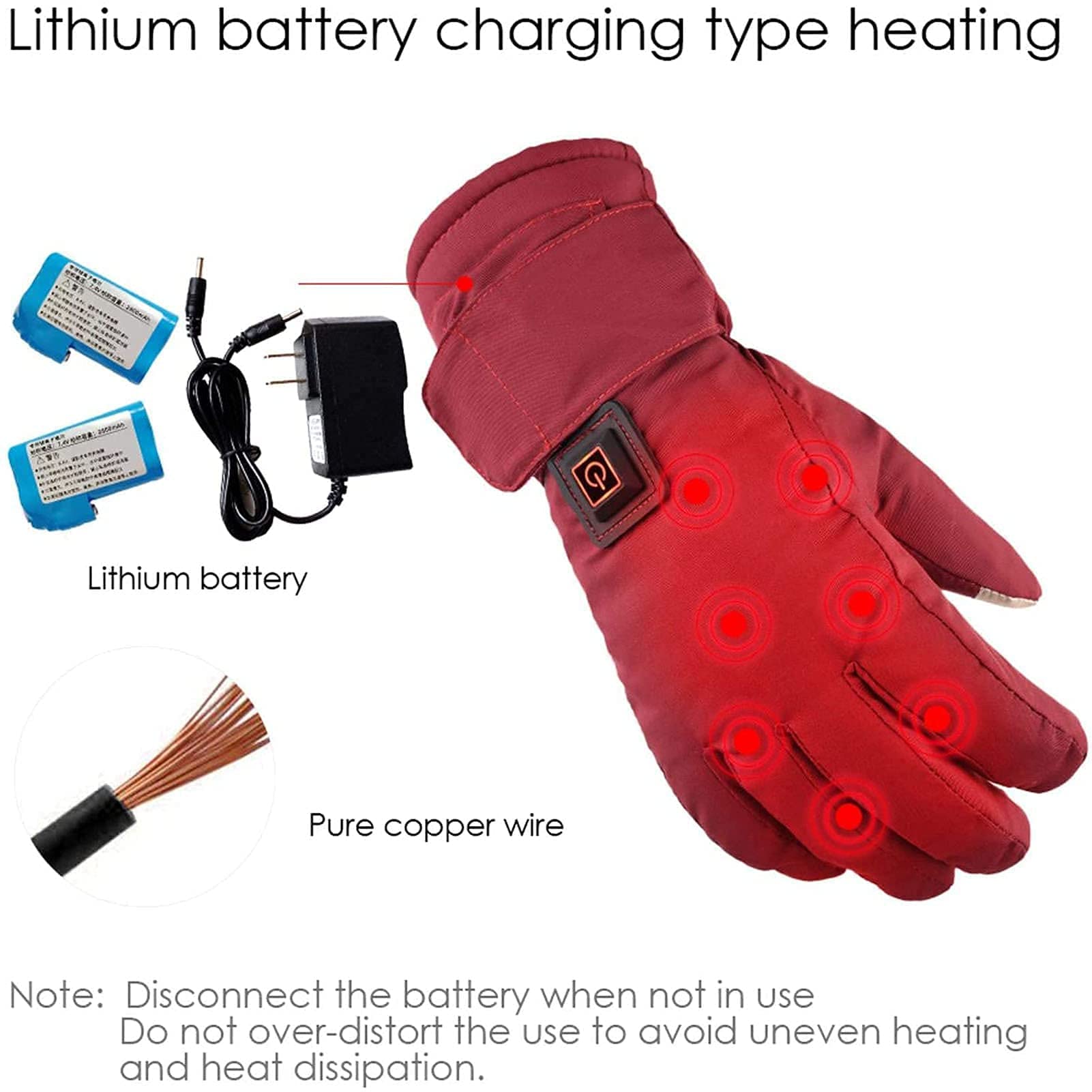 SBTXHJWCGLD Guantes calefactores para Mujer, Recargables, a Prueba de Viento, Impermeables, para Invierno, Calentadores de Manos, Guantes para Motocicleta, esquí, montañismo, Ciclismo, Camping