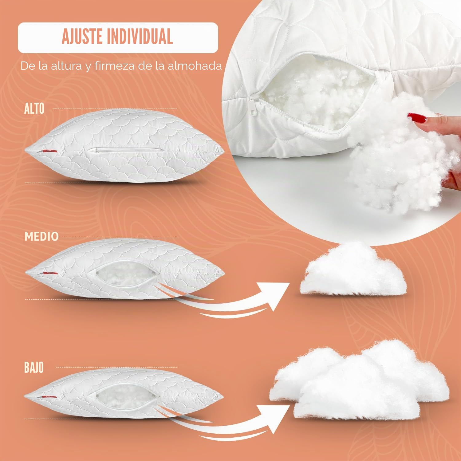 Almohada Acolchada Premium - Antialergénica - Antiácaros - Sin olores - Se Puede Utilizar Inmediatamente - Dureza Ajustada (Juego de 2 Almohadas 50x60 cm)