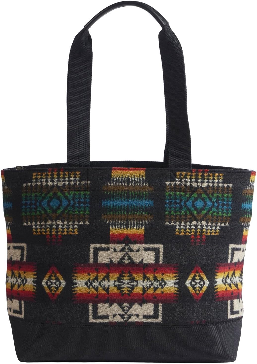 Pendleton Chief Joseph City Zip Tote, Black, Wool and Cotton Canvas, Southwestern Style, 14x12.5x6 Inches