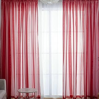 Gualiy Thin Living Room Curtains, Window Treatment Drapes 2 Panels Solid Color Curtains 52 inches Width Dark Red Living Room Curtains 90 inches Length