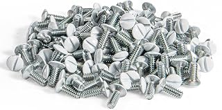 Henne Bery 3/8" Long 6-32 Thread, Oval Head Milled Slot Replacement Wall Plate Screws, 150 Pack, White