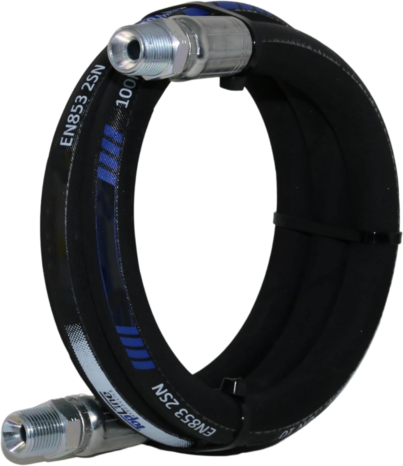 1/4" Hydraulic Hose Assembly with Male NPT X Male NPT 10,150 psi (48 inches) SAE 100 R2AT 2-Wire Braided, Oil-Resistant Rubber Tube, High-Tensile Steel Reinforced | Model HFR204-041M-041M-48